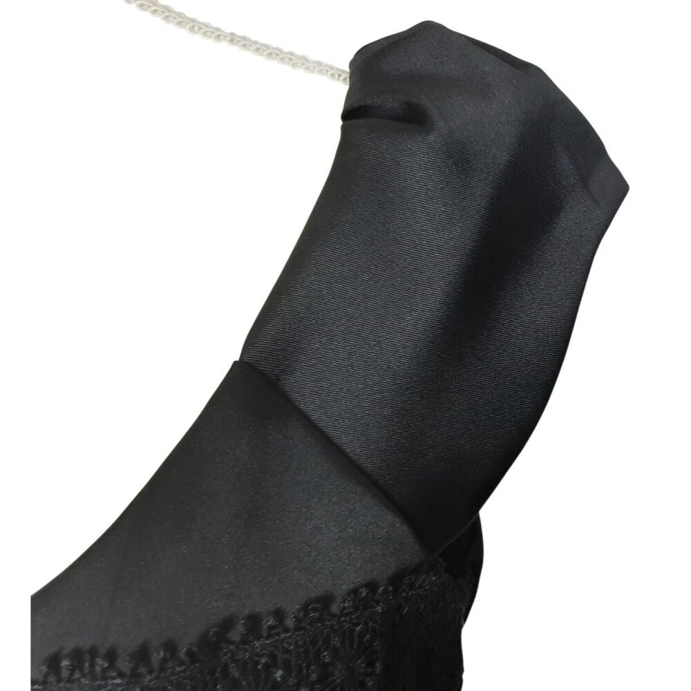 S.L. Fashions Womens Black Lace Satin Cap Sleeve Dress Size 6 Elegant Formal - Picture 7 of 12
